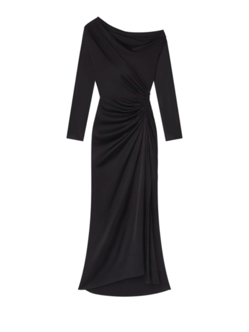 NWT A.L.C. Black Ruched Long Sleeve Midi Dress Sz 0